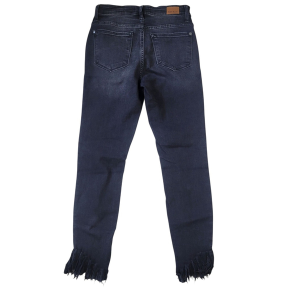 Judy Blue Black Skinny Fit Frayed Hem Ankle High Waist Stretch Jeans 1/25 - Picture 2 of 6
